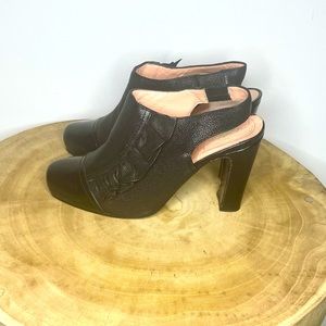 Nanette Lepore Black Sling Black Leather Heels- Size: 8.5